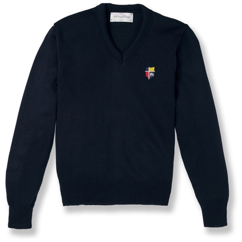 V-Neck Pullover Sweater with embroidered logo [TX201-6500/JPP-NAVY]
