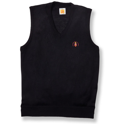 Fine Gauge V-Neck Sweater Vest with embroidered logo [PA144-6433/GMS-NAVY]