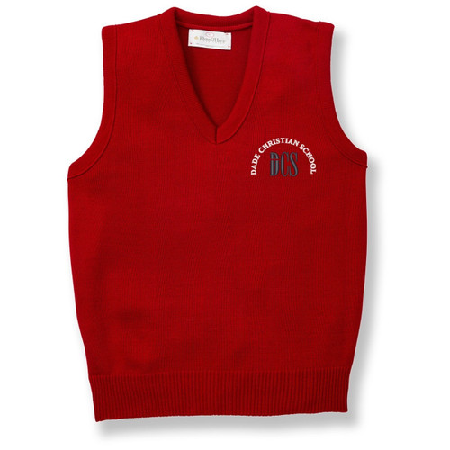 V-Neck Sweater Vest with embroidered logo [FL030-6600/DCM-LIPSTICK]