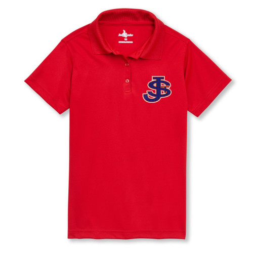 Girl's Performance Polo with embroidered logo [NY041-7728-JBD-RED]