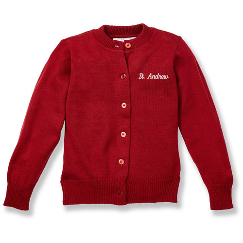 Crewneck Cardigan with embroidered logo [PA562-6000/ADH-PR RED]