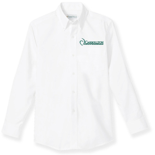 Long Sleeve Oxford Shirt with embroidered logo [FL072-OX-L CAR-WHITE]