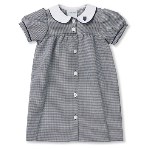 Peter Pan Collared Dress w/Piping with embroidered logo [TX228-1013-B3S-NAVY]