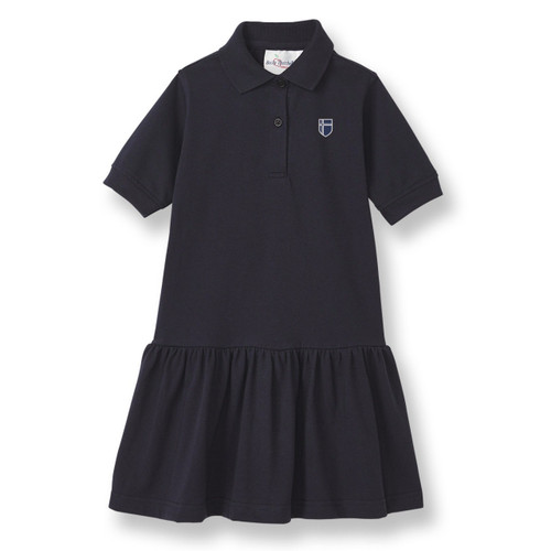 dark blue combination colour dress with pleats. Golden color detail in neckline – GUNTINA Finn 44