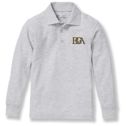 Long Sleeve Polo Shirt with embroidered logo [TN019-KNIT/BGA-ASH]