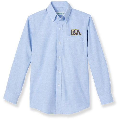 Long Sleeve Oxford Blouse with embroidered logo [TN019-OX/L BGA-BLUE]