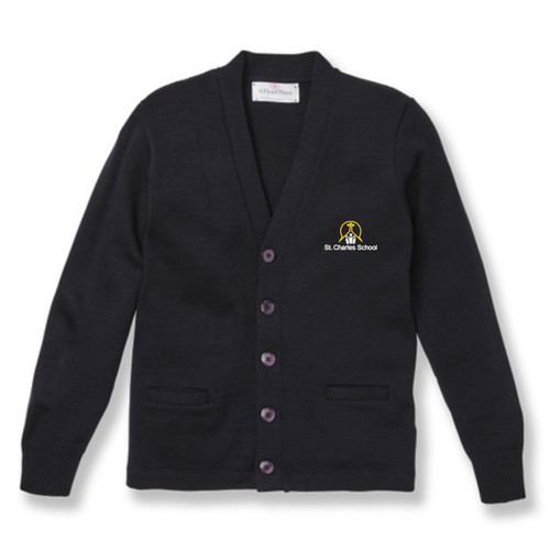 V-Neck Cardigan Sweater with embroidered logo [NY111-1001/CSS-NAVY]