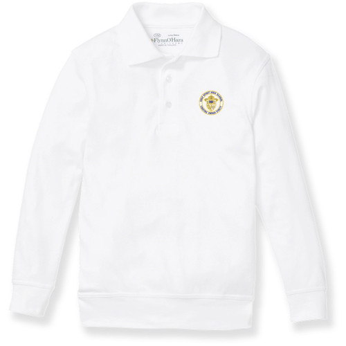 Long Sleeve Banded Bottom Polo Shirt with embroidered logo [NJ039-9617/HSA-WHITE]