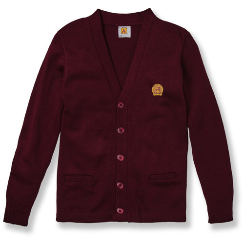 V-Neck Cardigan Sweater with embroidered logo [NY172-1001/STA-WINE]
