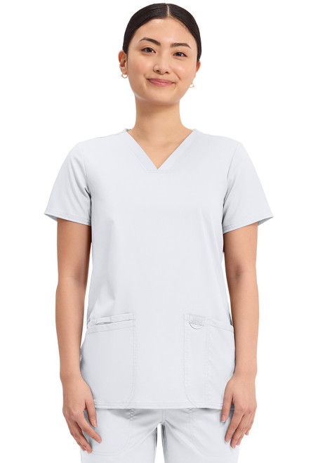 Women's Performance V-Neck Top with embroidered logo [VA044-4160-WHITE]