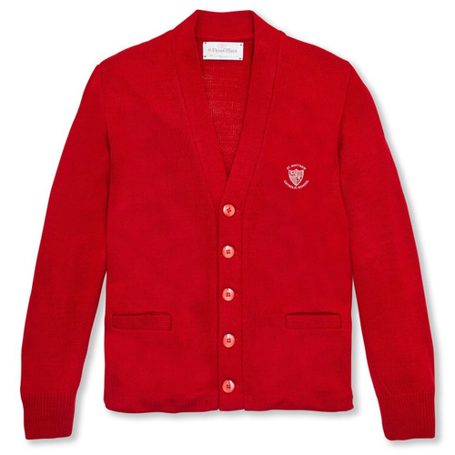 V-Neck Cardigan Sweater with embroidered logo [TX239-1001/MTT-LIPSTICK]