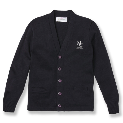 V-Neck Cardigan Sweater with embroidered logo [PA429-1001/MCT-NAVY]