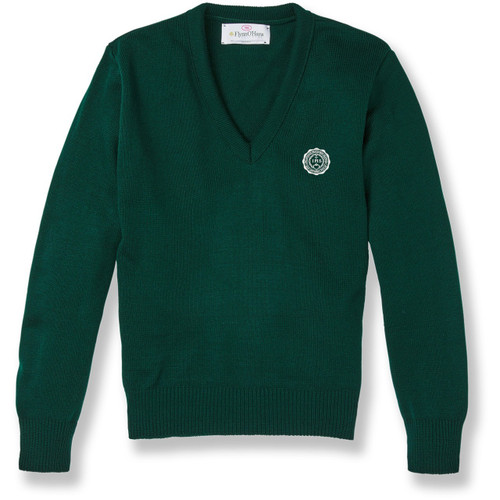 V-Neck Pullover Sweater with embroidered logo [TX236-6500/IWH-GREEN]