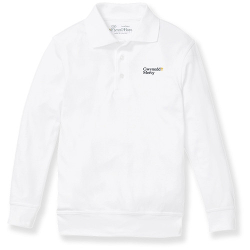 Long Sleeve Banded Bottom Polo Shirt with embroidered logo [PA145-9617/GMG-WHITE]