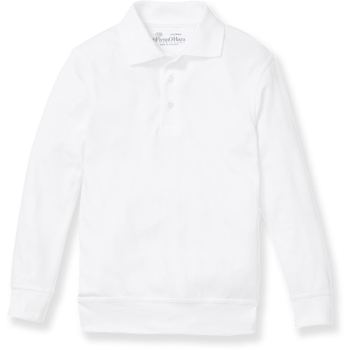 Long Sleeve Banded Bottom Polo Shirt with embroidered logo [PA145-9617/GMG-WHITE]