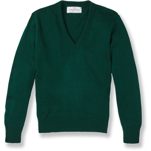 V-Neck Pullover Sweater with heat transferred logo [NY798-6500/HTH-GREEN]