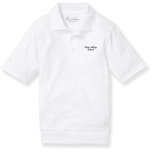 Short Sleeve Banded Bottom Polo Shirt with embroidered logo [NY888-9611/MEA-WHITE]