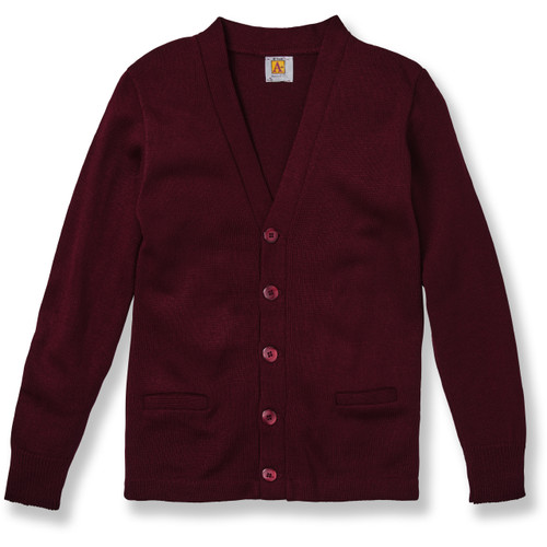 V-Neck Cardigan Sweater with embroidered logo [TX247-1001/JRI-WINE]