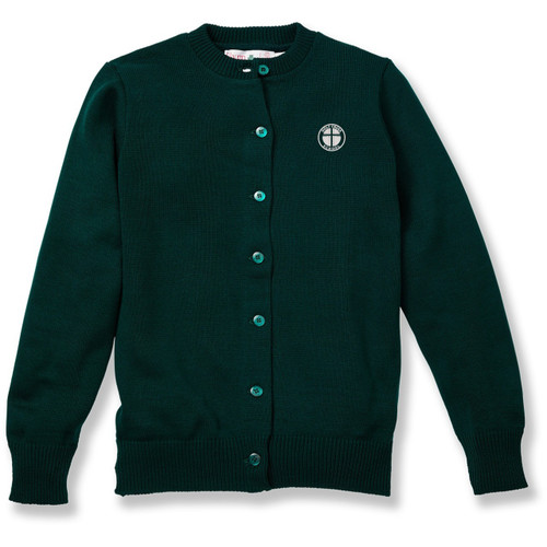 Crewneck Cardigan with embroidered logo [MD201-6000/HCG-GREEN]