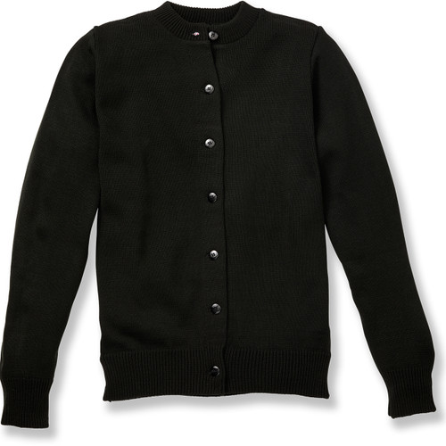 Crewneck Cardigan with embroidered logo [TN006-6000-BLACK]