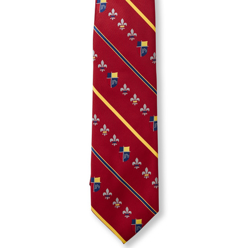 Striped Men's Tie w/Crest [TX201-3-JPP-RD/YE/BL]