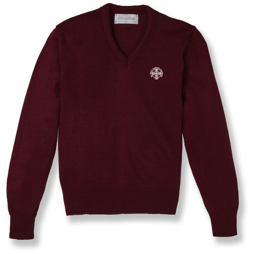 V-Neck Pullover Sweater with embroidered logo [NY543-6500/MEF-WINE]