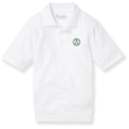 Short Sleeve Banded Bottom Polo Shirt with embroidered logo [NY563-9611-AAF-WHITE]