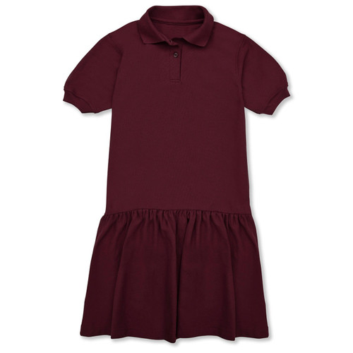 Short Sleeve Jersey Knit Dress with heat transferred logo [OK016-7737-OCA-MAROON]