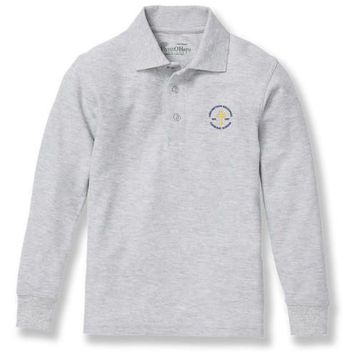 Long Sleeve Polo Shirt with embroidered logo [NJ011-KNIT/A P-ASH]