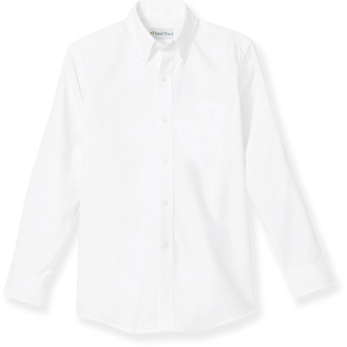 Long Sleeve Oxford Shirt with heat transferred logo [TX140-OX-L GHT-WHITE]