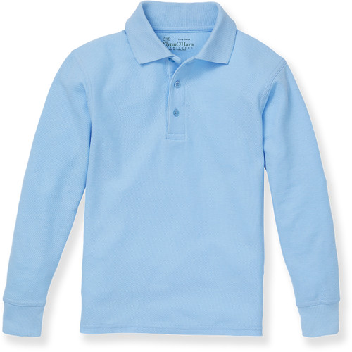 Long Sleeve Polo Shirt with heat transferred logo [TX139-KNIT/GHT-BLUE]