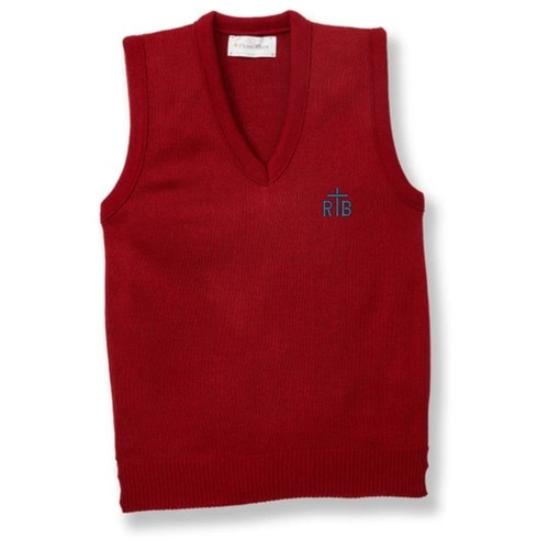 V-Neck Sweater Vest with embroidered logo [NJ799-6600/GBS-PR RED]