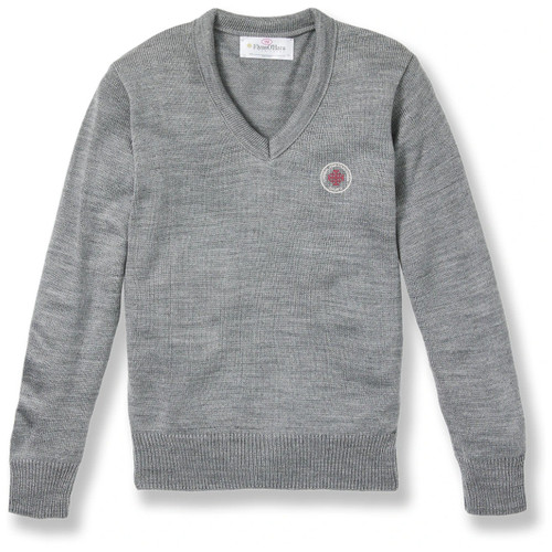 V-Neck Pullover Sweater with embroidered logo [PA745-6500/CFH-HE GREY]