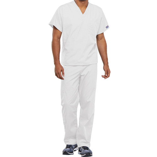 Unisex Tunic Top with embroidered logo [NY364-4777-WHITE]