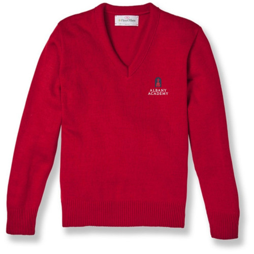 V-Neck Pullover Sweater with embroidered logo [NY057-6500/AAG-LIPSTICK]