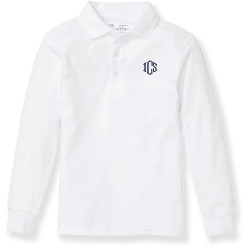 Long Sleeve Polo Shirt with embroidered logo [MD015-KNIT/ICT-WHITE]