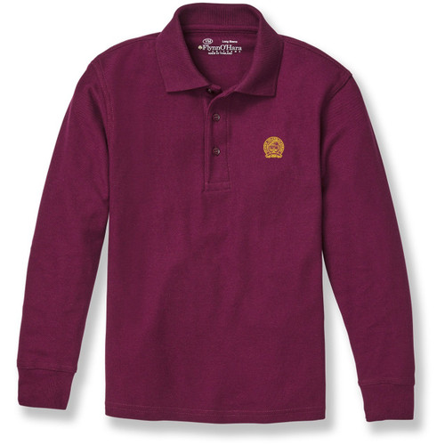 Long Sleeve Polo Shirt with embroidered logo [NY172-KNIT/STA-MAROON]