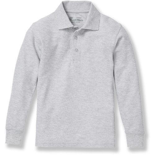 Long Sleeve Polo Shirt with heat transferred logo [NY335-KNIT/JOB-ASH]