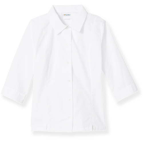 3/4 Sleeve Fitted Overblouse with heat transferred logo [TX135-5553/GHT-WHITE]
