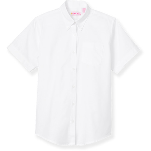 Short Sleeve Oxford Blouse with embroidered logo [GA015-OX/S AAA-WHITE]