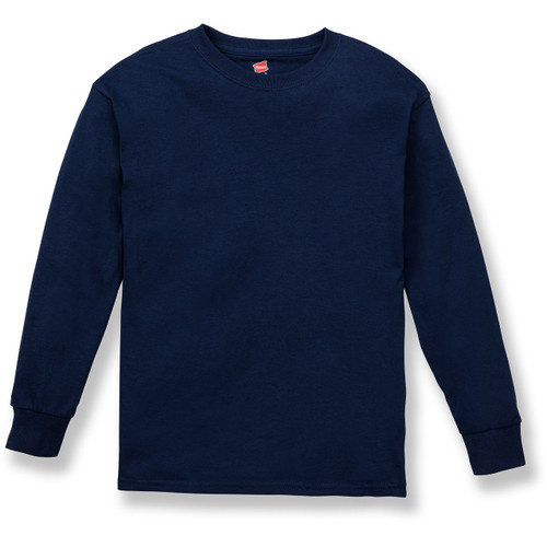 Long Sleeve T-Shirt with heat transferred logo [NY267-366-NAVY]