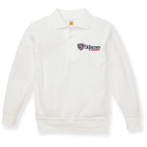 Long Sleeve Banded Bottom Polo Shirt with embroidered logo [KS001-9717/JAL-WHITE]
