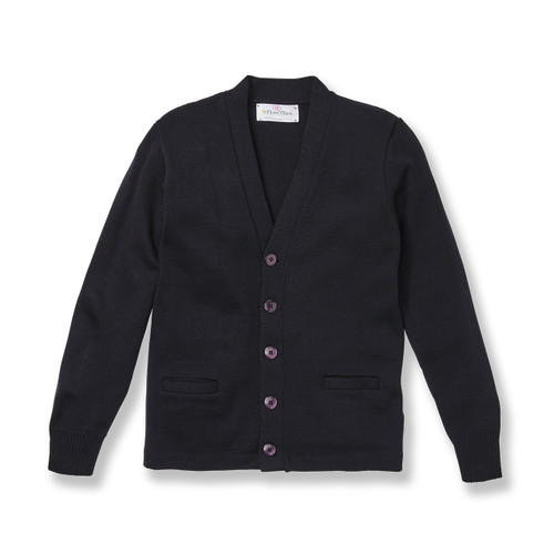V-Neck Cardigan Sweater with embroidered logo [NY359-1001/LMF-NAVY]