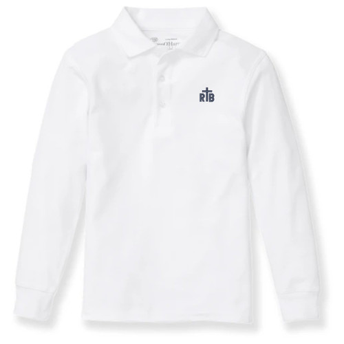 Long Sleeve Polo Shirt with embroidered logo [NJ799-KNIT/GBS-WHITE]