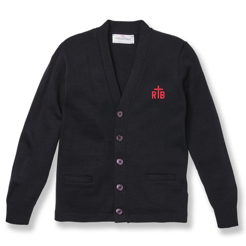 V-Neck Cardigan Sweater with embroidered logo [NJ799-1001/GBS-NAVY]