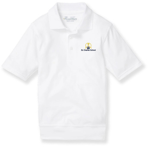 Short Sleeve Banded Bottom Polo Shirt with embroidered logo [NY111-9611/CSS-WHITE]