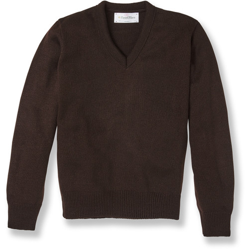 V-Neck Pullover Sweater with embroidered logo [PA041-6500/BC-BROWN]