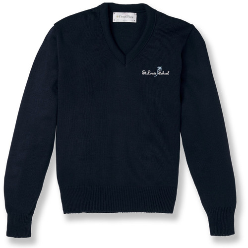 V-Neck Pullover Sweater with embroidered logo [MD183-6500/SLC-NAVY]