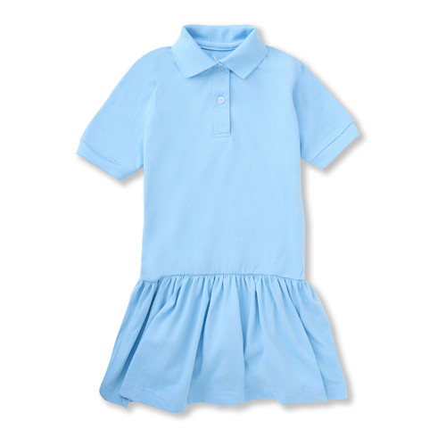 Short Sleeve Jersey Knit Dress with embroidered logo [TX205-7737-SHL-BLUE]