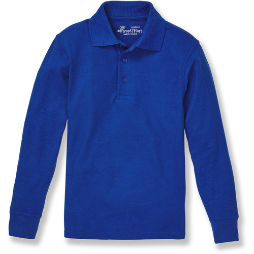 Long Sleeve Polo Shirt with heat transferred logo [NJ249-KNIT/PCT-ROYAL]